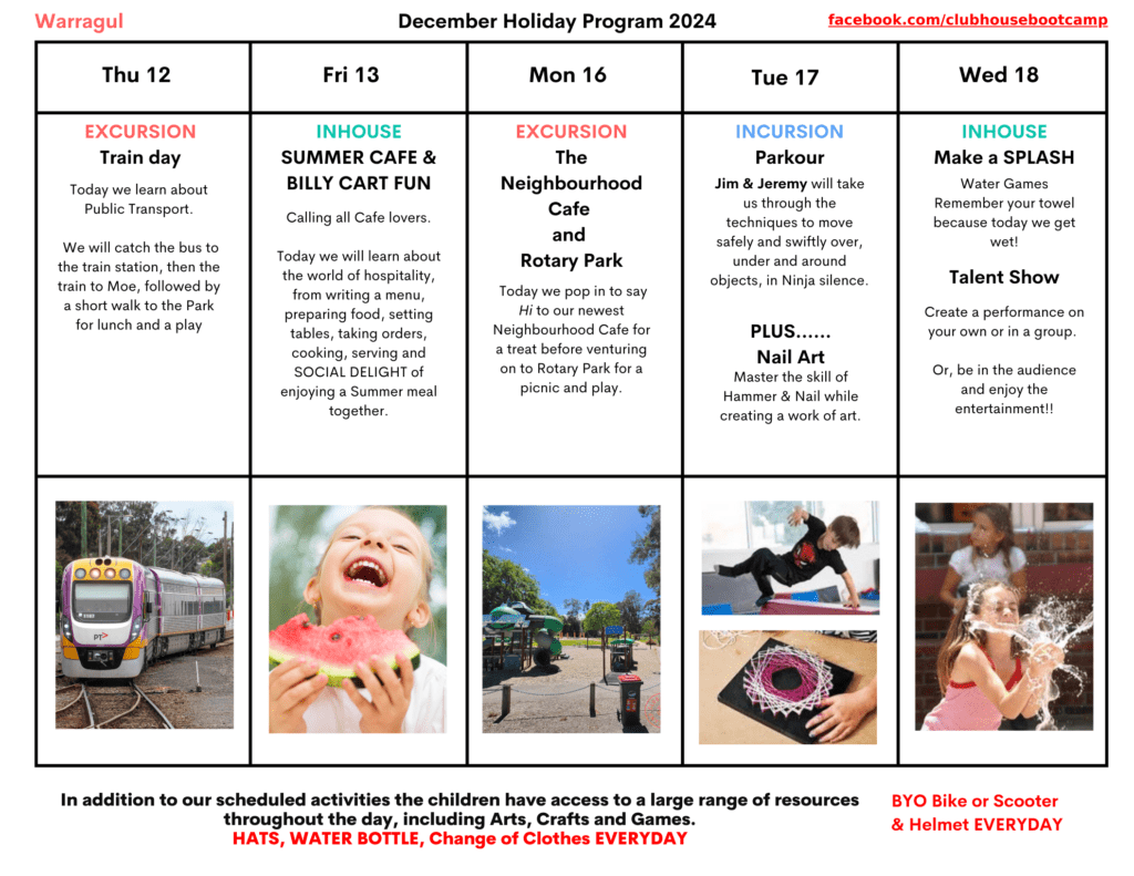 Warragul December Holiday Timetable 1