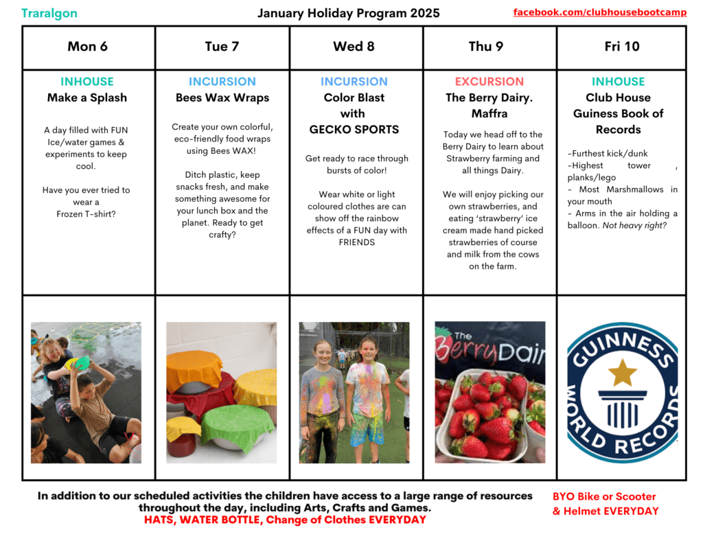 Traralgon December Holiday Timetable