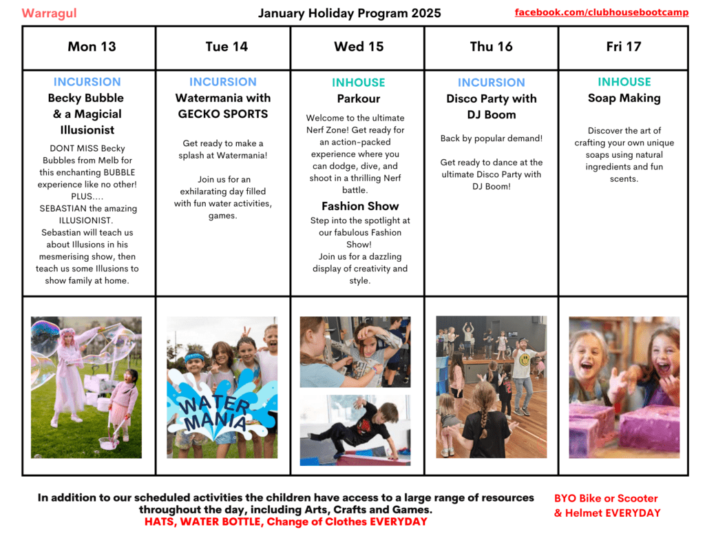 Warragul January Holiday Timetable 2