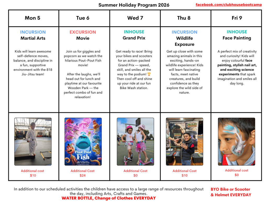 Sept 2025 Holiday Timetable January 2026 Week 1