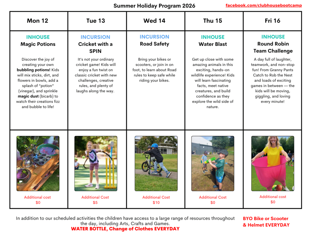 Sept 2025 Holiday Timetable January 2026 Week 2
